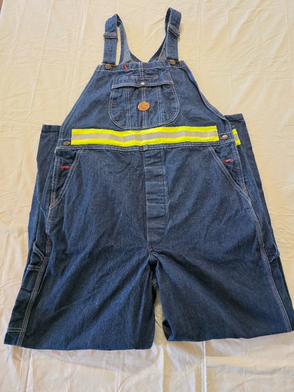 Men’s Big and Tall Utility Work Blue Denim Overalls Red Kap 48x33
